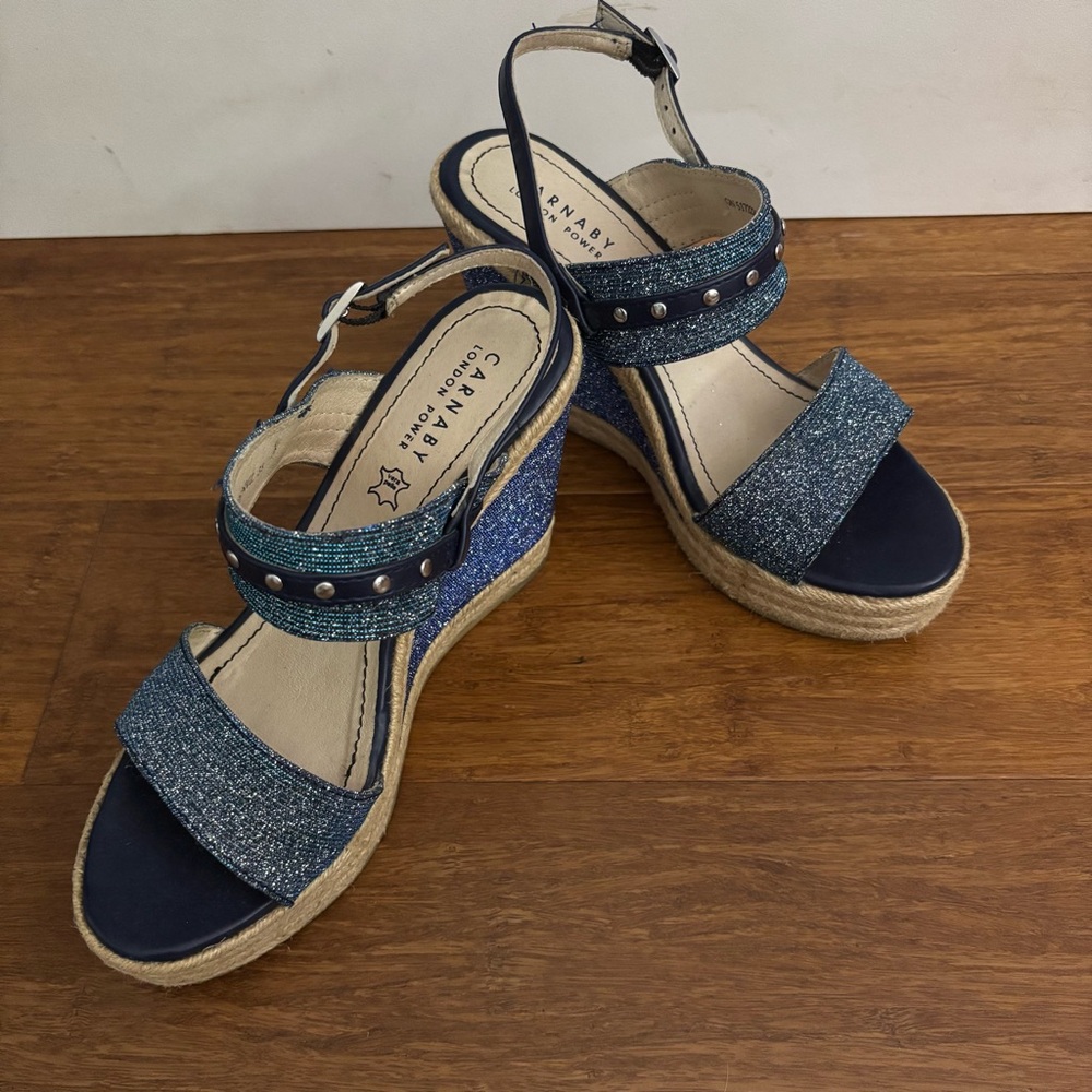 Carnaby blue wedge metallic eapadrille sandal 7.5